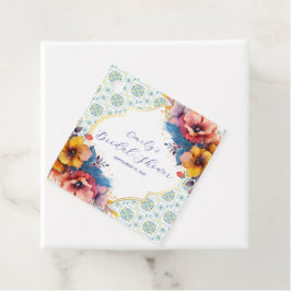 Modern Medelhavsblå Klinker Bröllopsdusch Gåvor Etiketter