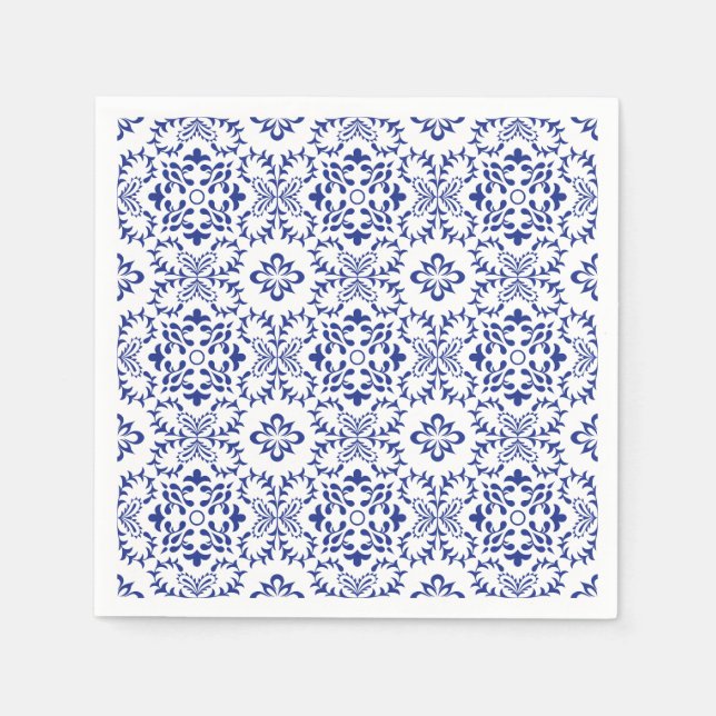Modern Medelhavsblå mosaikbröllop Pappersservett (Framsidan)
