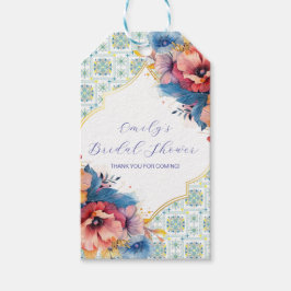 Modern Medelhavsblått Kustmönster  Presentetikett