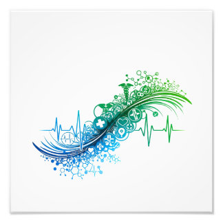 Modern Medical Abstract Heartbeat Design Fototryck