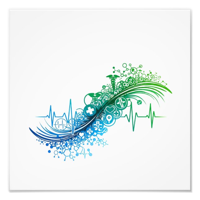 Modern Medical Abstract Heartbeat Design Fototryck (Framsidan)