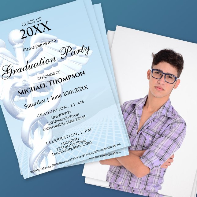 Modern medicinsk kaduceus-examen | Foto Inbjudningar (Skapare uppladdad)