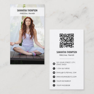 Modern Meditation Hälsa Fitness Photo QR-kod Visitkort