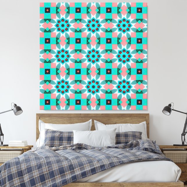 Modern Mediterranean Star Tile Pattern Accent Pill Canvastryck (Insitu (sovrum))