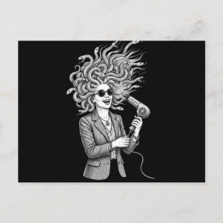 Modern Medusa som använder hårtork Funny Mythology Vykort