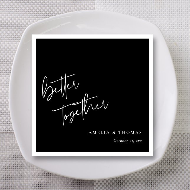 Modern Meets Classic: Personlig bättre tillsammans Pappersservett (Classic 'Better Together' Script Wedding Reception Napkins)