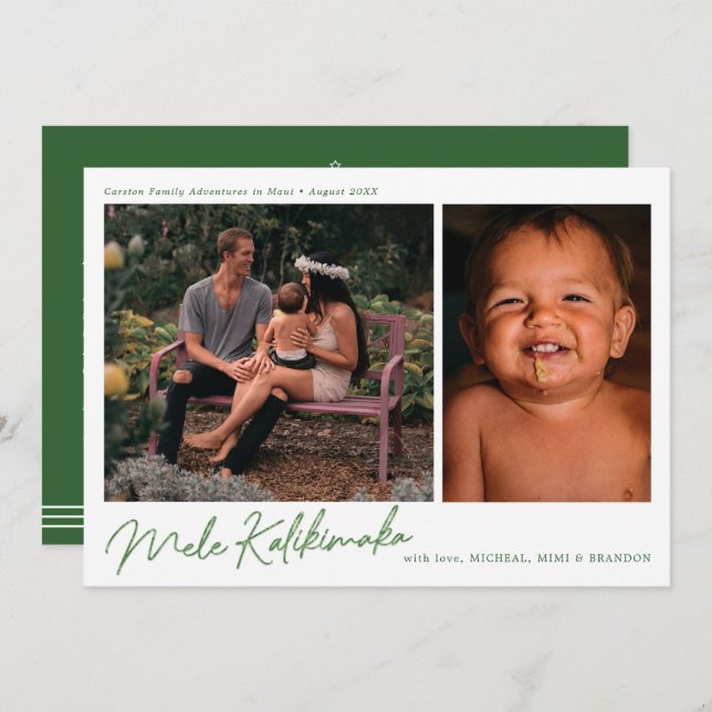 Modern Mele Kalikimaka 2 Photo Helgdag (Fram/baksida)