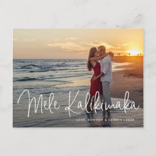Modern Mele Kalikimaka Beach Photo jul Helg Vykort
