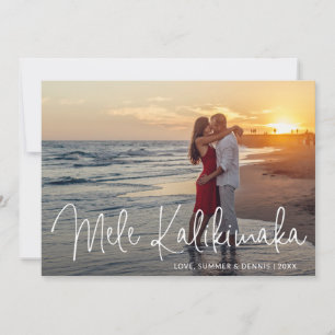 Modern Mele Kalikimaka Beach Photo jul Julkort