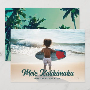 Modern Mele Kalikimaka Handflatan Träd Back Fullt Julkort
