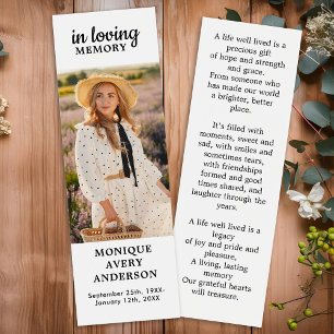Modern Memorial Dikt Funeral Prayer Bookmark Litet Visitkort