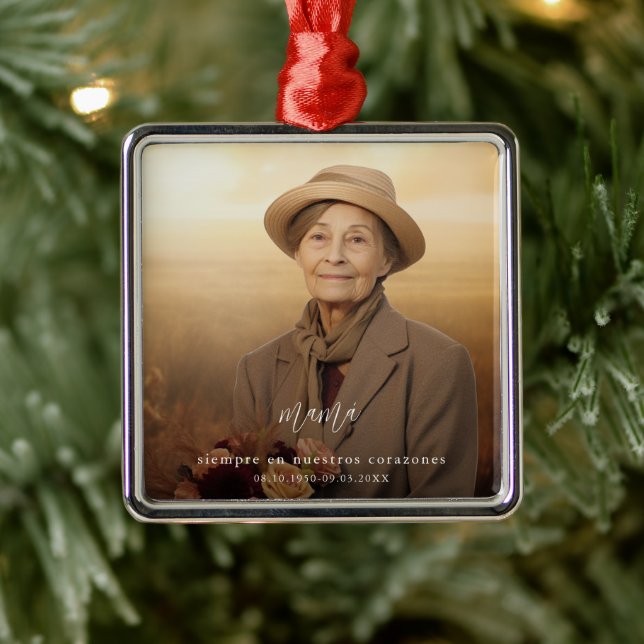 Modern Memorial Keepsaké Spanska foto Julgransprydnad Metall (Träd)