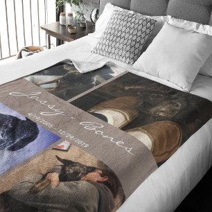 Modern memorial Pet Photo Collage Taupe Fleecefilt