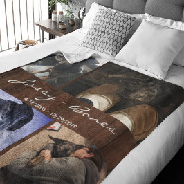 Modern Memorial Pet Photo Collage Wood Fleecefilt