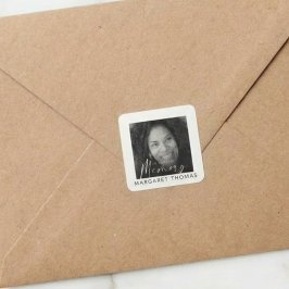 Modern Memorial Photo Funeral Fyrkantigt Klistermärke