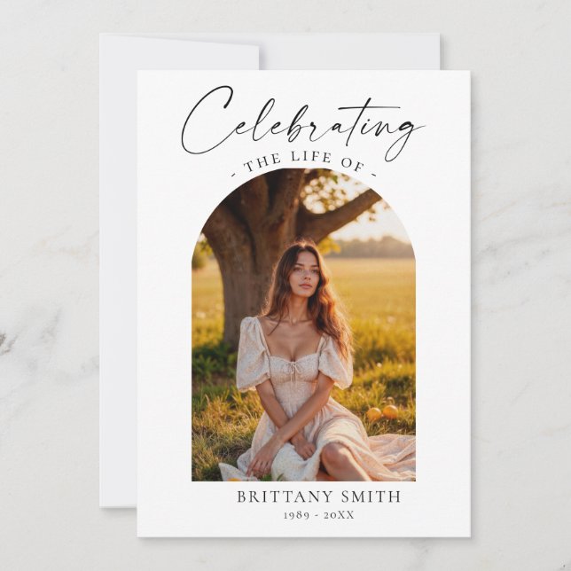 Modern Memorial Photo Funeral Sympathy Prayer Card (Framsida)