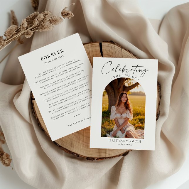 Modern Memorial Photo Funeral Sympathy Prayer Card (Skapare uppladdad)