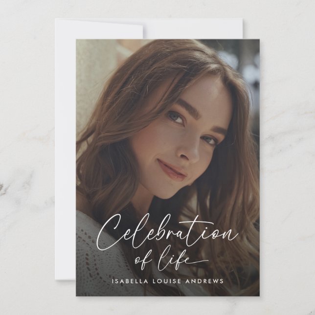 Modern Memorial Photo Simple Firande of Life Inbjudningar (Framsida)