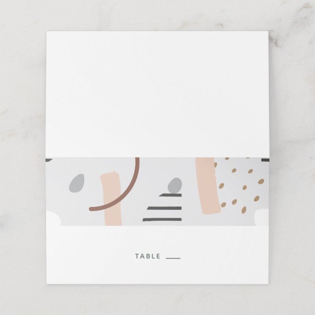 Modern Memphis former Shapes Tan Escort Card/ Placeringskort (Utvändigt utvikt)