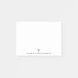 Modern Menorah Blating Blue White Guld Graphic Post-it Block