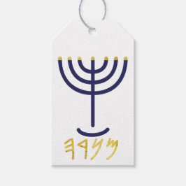 Modern Menorah Gift Märkre Navy Guld Presentetikett