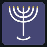 Modern Menorah White Navy Guld Graphic Fyrkantigt Klistermärke<br><div class="desc">Hebrew Menorah Sticker. Vit,  Guld. Överförbart och anpassade.</div>