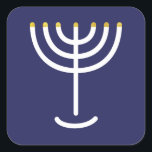Modern Menorah White Navy Guld Graphic Fyrkantigt Klistermärke<br><div class="desc">Hebrew Menorah Sticker. Vit,  Guld. Överförbart och anpassade.</div>