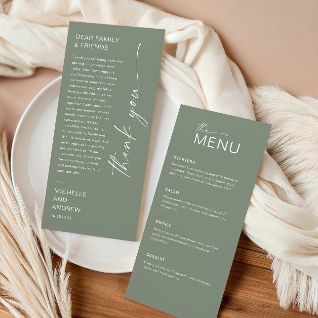 Modern Menu Card and Thank you Message Inbjudningar (Skapare uppladdad)