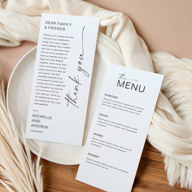 Modern Menu Card and Thank you Message Inbjudningar (Skapare uppladdad)