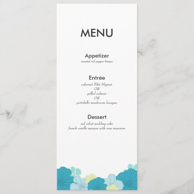 Modern meny Card // Lush Tropiks // Blue (Framsida)