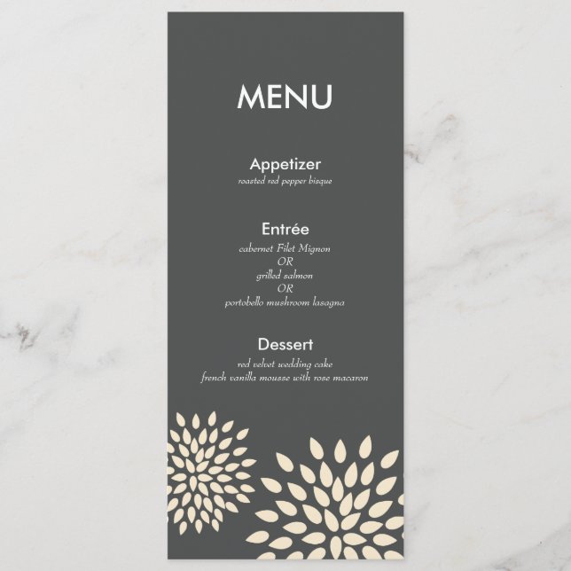 Modern meny Card / Posh Petals / Vanilla (Framsida)