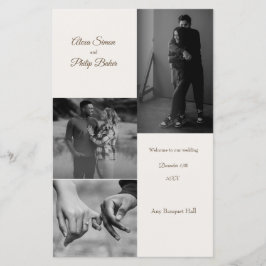 Modern meny för fotokollagebröllop