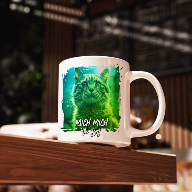 Modern Meow Frame – Personalized Cat Name Photo Kaffemugg (Skapare uppladdad)
