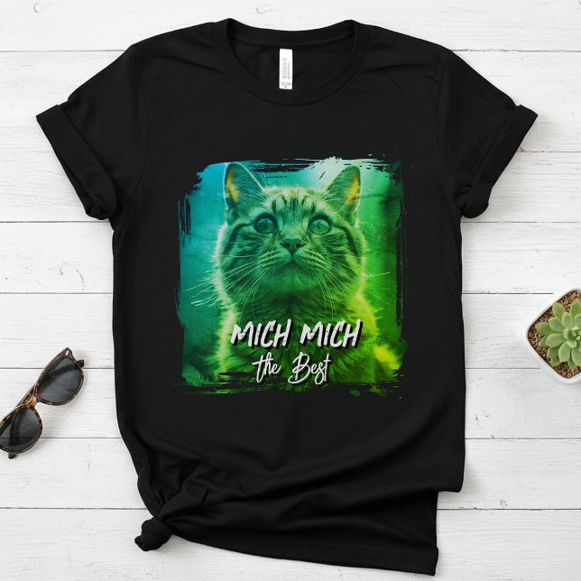 Modern Meow Frame – Personalized Cat Name Photo T Shirt (Skapare uppladdad)