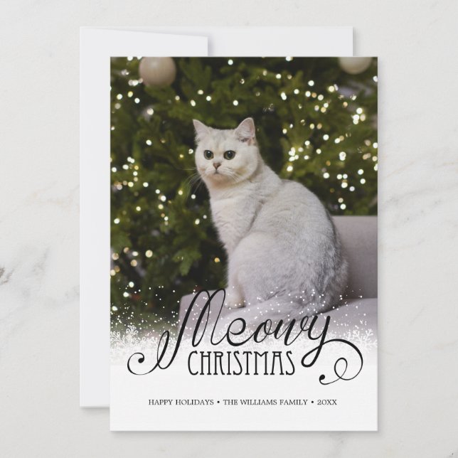 Modern Meowy-julfotopatkort för sällskapsdjur Inbjudningar (Framsida)