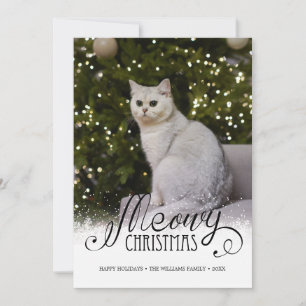 Modern Meowy-julfotopatkort för sällskapsdjur Inbjudningar