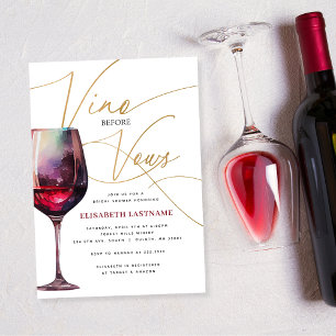 Modern Merlot Guld Vino Möhippa Före vows Inbjudningar