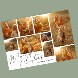 Modern Merriest 9 Multi Collage Photo Julkort<br><div class="desc">Modern Black White jul 9 Photo Happiest Helgdag Card. Det här trendiget innehåller en fotokollage med 9 familjefotografier på framsidan med anpassningsbar och bakgrund.</div>