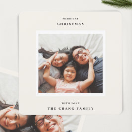 Modern Merriest jul Beige Ram Photo Square Julkort