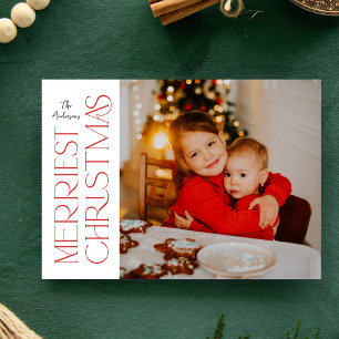 Modern Merriest jul - fet foto Julkort