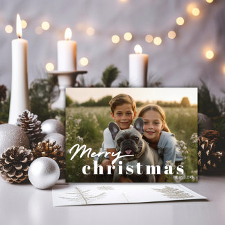 Modern Merriest Jul Minimal 1 Foto Elegant Julkort