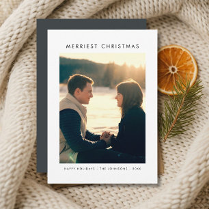 Modern Merriest-jul - minimalistisk enstaka foto Julkort