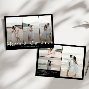Modern Merriest Jul Par Foto Julkort