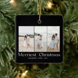 Modern Merriest jul Par Photo Julgransprydnad Keramik