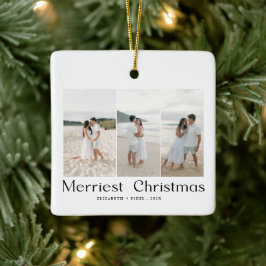 Modern Merriest jul Par Photo Julgransprydnad Keramik