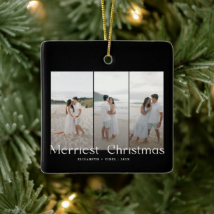 Modern Merriest jul Par Photo Julgransprydnad Keramik