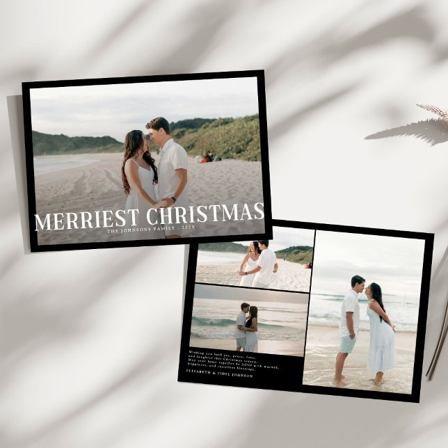 Modern Merriest jul Par Photo Julkort (Skapare uppladdad)