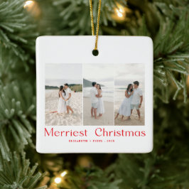 Modern Merriest jul Par Photo Red Julgransprydnad Keramik