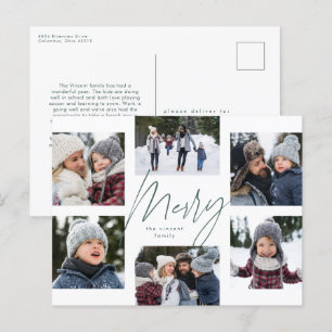 Modern merry 6 grönt för fotojulklapp helg vykort
