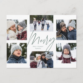 Modern merry 6 grönt för fotojulklapp helg vykort